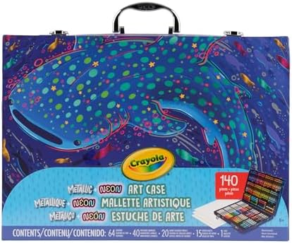 Crayola Art Kit with Neon & Metallic Art Supplies, Includes Crayons, Markers & Colored Pencils, Craft Activity, Gift for Kids, Ages 5, 6, 7, 8