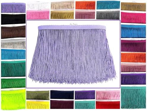 5 Yards of 4" Long Chainette Fringe Thread Yarn Tassel Trim Braid Fringe for Crafts Sewing and Decor-Light Purple