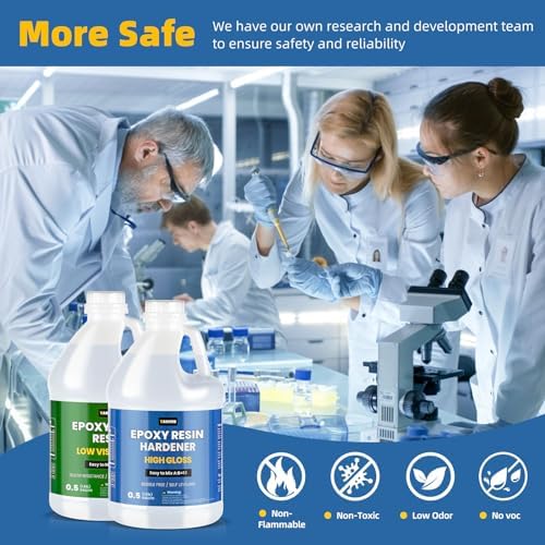 TAKIMO 1 Gallon Crystal Clear Epoxy Resin Kit, Bubble Free Self-Leveling Resin for Art, Crafts, Coating & DIY Projects, High Gloss 1:1 Epoxy Resin for Beginners & Pros