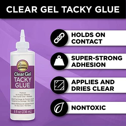 Aleene's Clear Gel Tacky Glue for Crafts, Nontoxic, Applies and Dries Clear, 8 fl oz (Pack of 2)