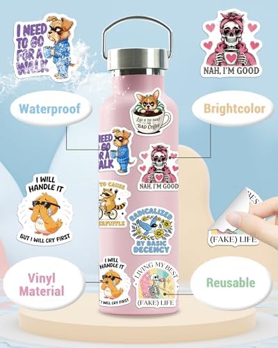 300 Pcs Funny Stickers for Adults, Sticker Pack for Water Bottle Laptop | Scrapbook Planner Journal Stickers Supplies, Waterproof Vinyl Meme Sticker, Gifts for Men Women, Hard Hat Bumper Decal