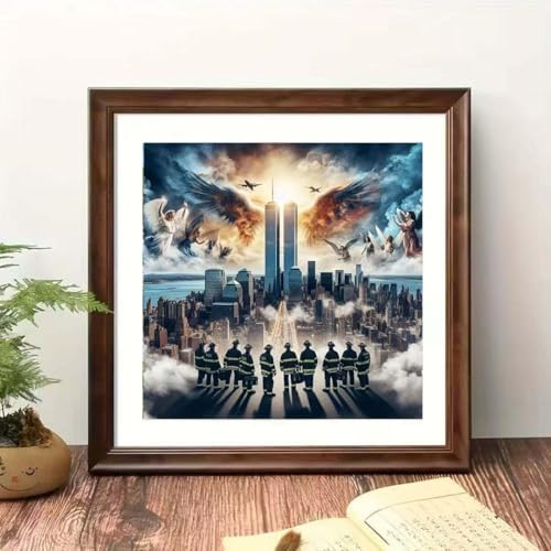 Twin Towers Angel Wings Diamond Art Kits for Adults Beginner,Full Drill 5D Diamond Painting Kits,DIY Paint By Diamonds Dot Art Painting Craft Kits For Adults Home Wall Decor 13.79 x 13.79inch