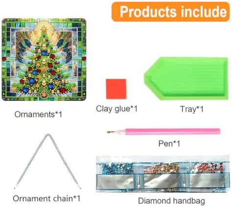VeGuude Christmas Diamond Art Kits for Adults, DIY Acrylic Hanging Ornament