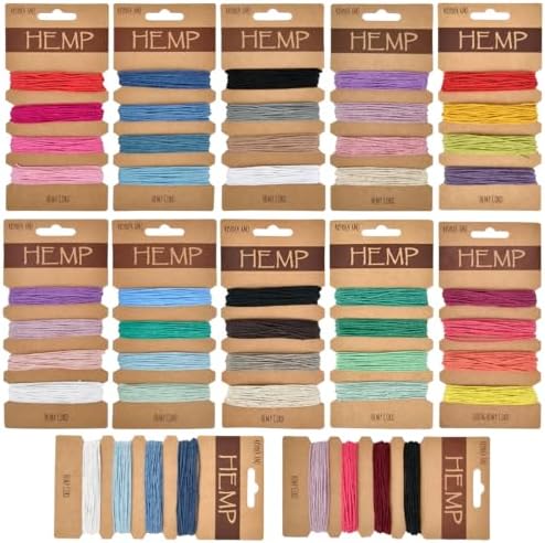 OTYMIOW 48 Colors Hemp Cord String for Jewelry Making, Natural Twine Cord Rope String for Handmade Bracelets Keychains Craft Making Accessories, 1 mm, 240 Yards in Total