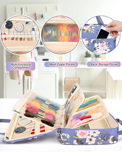 Sewing Supplies Organizer Bag with Removable Binder, Flower