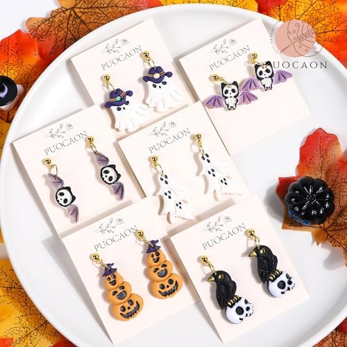 Puocaon Halloween Polymer Clay Cutters - 15 Pcs Witch Little Boo Skull Cutters for Polymer Clay Jewelry Pumpkin Mushroom Earrings Making Kit for Polymeric Jewelry Design