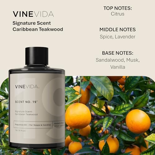VINEVIDA [16oz] Caribbean Teakwood Fragrance Oil for Candle Making and Soap Making - Premium Candle Scents for Soy Candles