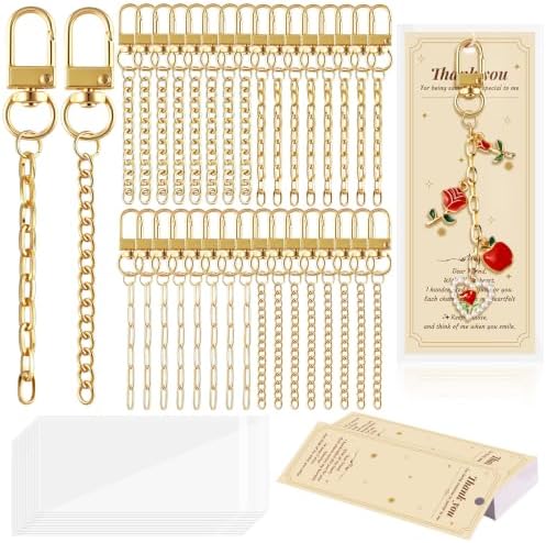 Wurosi 32 Sets Keychain Making Kit for Bag Charm with Package,Gold