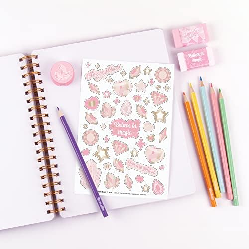 Make it Real 3C4G- Pink & Gold All-in-1 Sketchbook Set - Unlined Diary, Journal & Sketchbook for Kids - Includes Pencils, Stickers & More - Perfect Drawing Kit for Girls - Creative Kids Sketch Pad