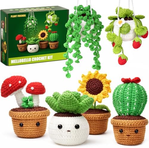 Crochet Kits for Adults Beginner Crochet Plant Kit with Video Tutorials, 6P