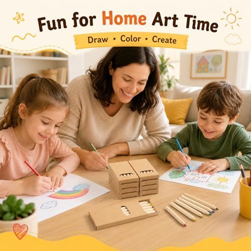 gisgfim 24 Packs Mini Colored Pencils Bulk for Kids 3.5'' Short Colored Pencil in Box Pre-sharpened Drawing Pencil 6 Color Mini Pencils for Student Teacher Classroom Easter Gift Painting Party Favor