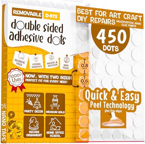 Double Sided Tape Sticky Dot Stickers 280, 350, 450, 550 or 700 Pack Removable Putty No Trace Clear Sticky Tack Waterproof Small Stickers for Festival Decoration Picture (450 Sticky Dots)