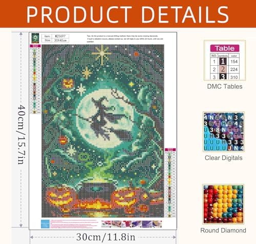 Axquilon Halloween Diamond Art Kits for Adults 12x16 inch