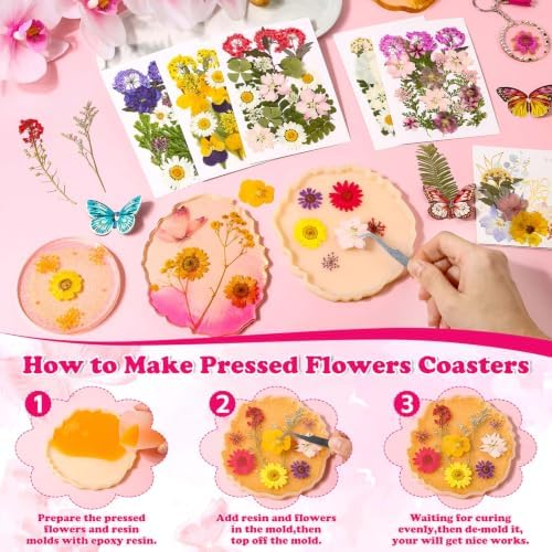 Evatage 100 Pcs Real Dried Pressed Flowers for Resin Crafts