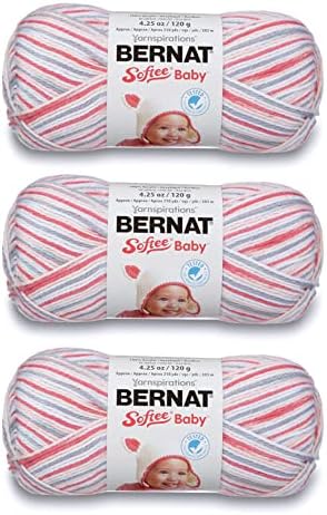 Bernat Softee Baby Yarn for Crocheting Soft, Princess Pebbles, 3-Pack