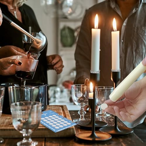 Taper Candle Fittings Set 30 Silver Bobeches & 24 White Sticky Dots for Secure Placement in Taper Candle Holders