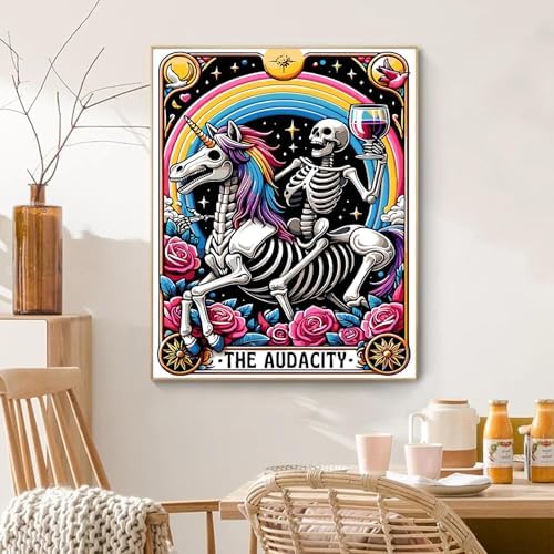 GOUOYANA Paint By Numbers Kit for Adults-Skull THE ADUACITY Funny Canvas | Adult Paint by Number Kits on Canvas for Painting DIY Skull THE ADUACITY Painting by Numbers for Home Wall Art Gift12X16in