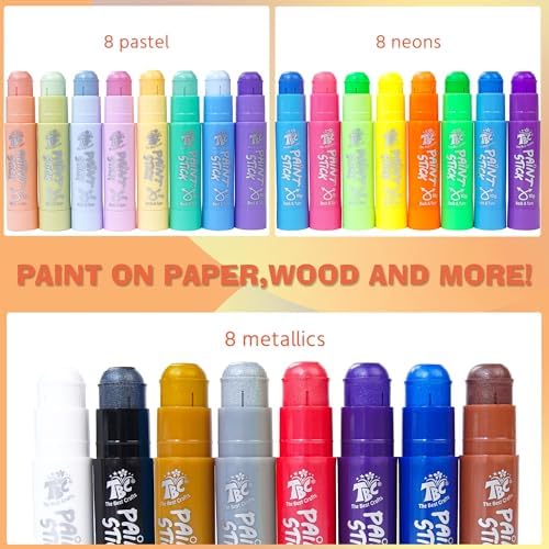TBC The Best Crafts 24 Colors Mixed pack, Washable Paint, Non-toxic, Tempera Paint Sticks for Kids and Students