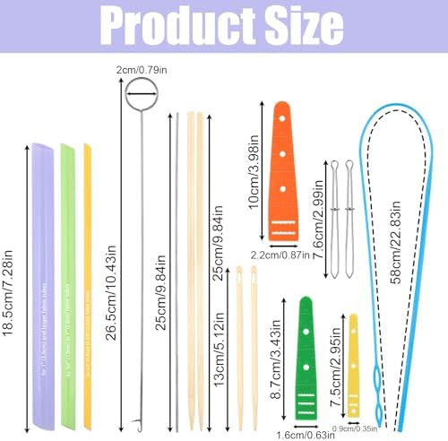 15pcs Quick Turn Fabric Set, Multifunctional Fabric Tool for Sewing Threading Crafting & DIY Projects, Tube Loop Turner Sewing Kit Accessories with Stainless Steel Rods & Elastic Needle Threaders