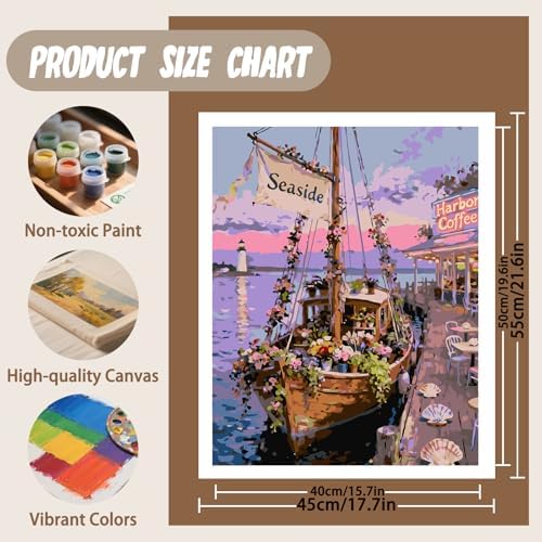 XTCIXAL Paint by Numbers Kit for Adults, Sailboat, 16X20 Inch