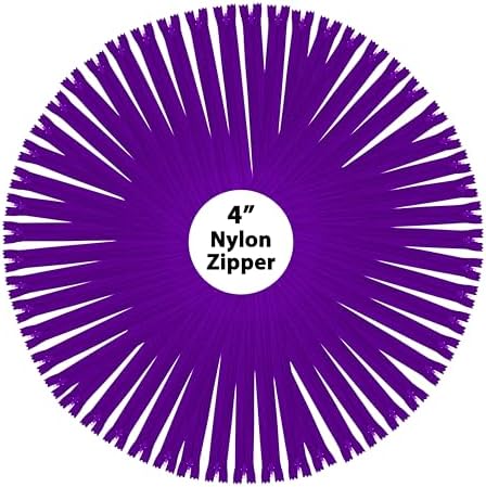 Mandala Crafts 100 PCs Purple Closed-End 4 Inches Nylon Zippers for Sewing