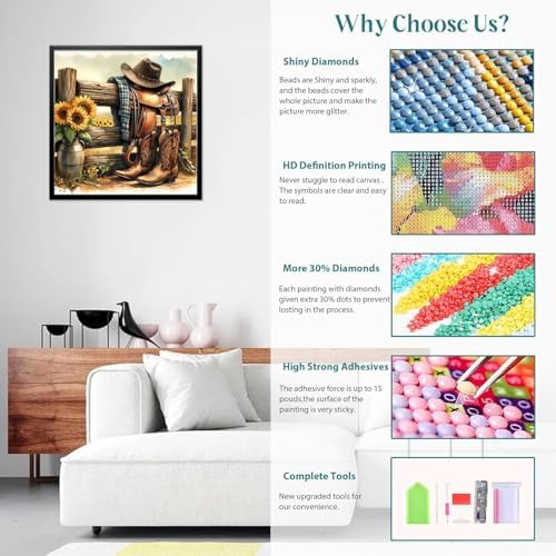 Lophomie Diamond Art Kits for Adults, 5D Western Diamond Painting Kits