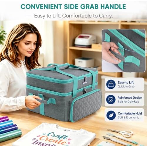AMOIGEE Double-Layer Carrying Case, Craft Organizer for Cricut Accessories