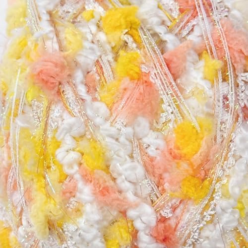 Soft Fancy Yarn for Crochet and Knitting, Novelty Art Yarn for DIY Crafts, Textured Decorative Yarn for Weaving, Handmade Projects and Home Decor (Sunny Gold)