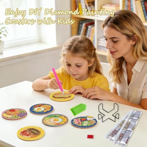 Leatrice 6 PCS Small Diamond Art Coasters Diamond Painting Kits for Adults