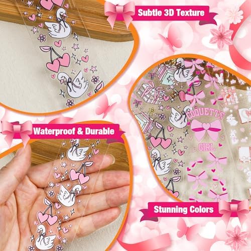 106 Pcs Bow Acrylic Bookmark Blanks(2mm) Thicken 8 DIY Bookmark Making 10 Bow UV DTF Sticker 20 Charms 8 Extender Chains and 60 Jump Ring Suitable for DIY Crafts Gifts