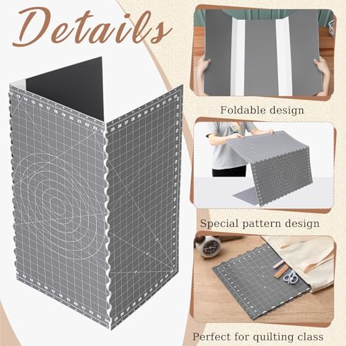 Teenyyou 24" x 36" Self Healing Folding Cutting Mat with Grid for Quilting, Sewing, Craft Hobby Board Sewing Cutting Mat for Quilting, Leather, Fabric, Crafting, Scrapbooking, Art, Clay