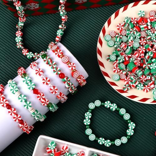 300Pcs Christmas Candy Polymer Clay Beads for Jewelry Making