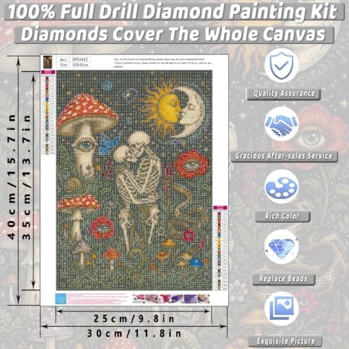 KICHANG Skull Diamond Art Kits for Adult Diamond Painting Kit for Beginner