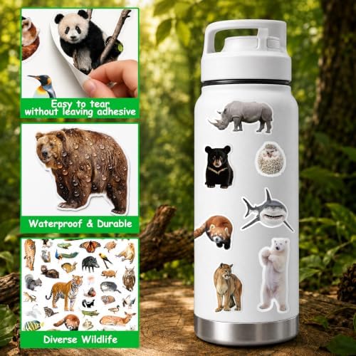 LINAYE 45 Sheets Animals Stickers for Kids Jungle Zoo Animals Stickers