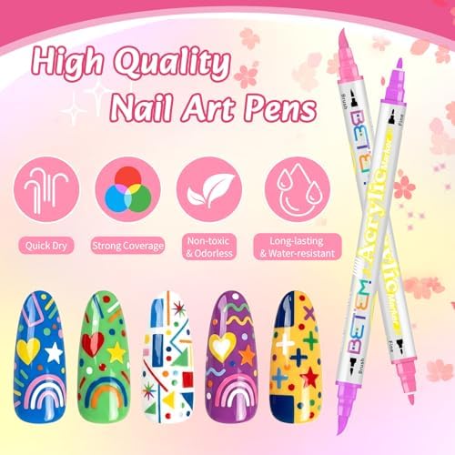 Betem Nail Polish Pens, Dual Tip 30 Colors