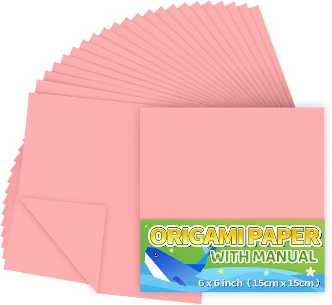 Praisebank Pink Origami Paper, 220pcs 6x6 inch, Double Sided Color, Origami Paper Kit for Crafts, Origami Kit.