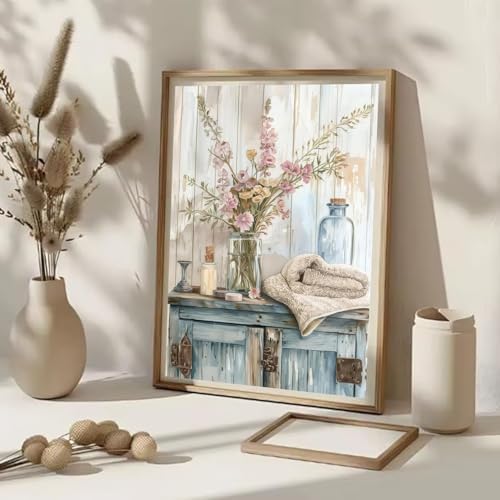 Bathroom Flower Diamond Art Kits for Adults Diamond Painting 12x16 Inch