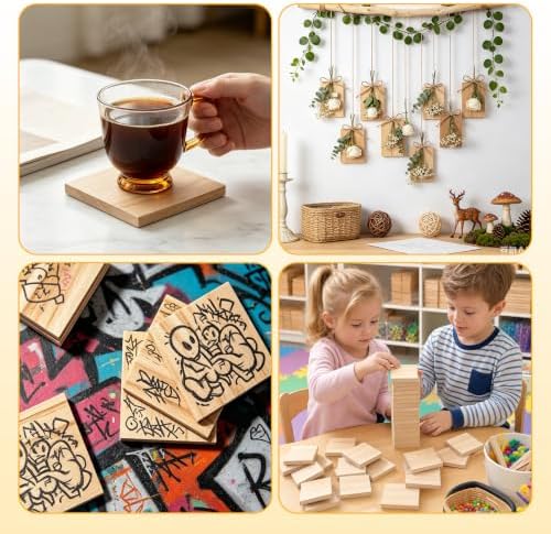 FSWCCK 36 Pcs 3x3 Wood Squares, Smooth Wooden Blanks for Laser Engraving