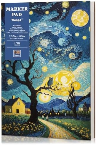 Tlenpo 8.5 x 5.5 Marker Paper Pad 100 Sheets, Bleedproof Sketchbook for Alcohol Markers, 120gsm/73lb Art Sketch Pad Paper Painting Coloring Paper for Drawing & Coloring