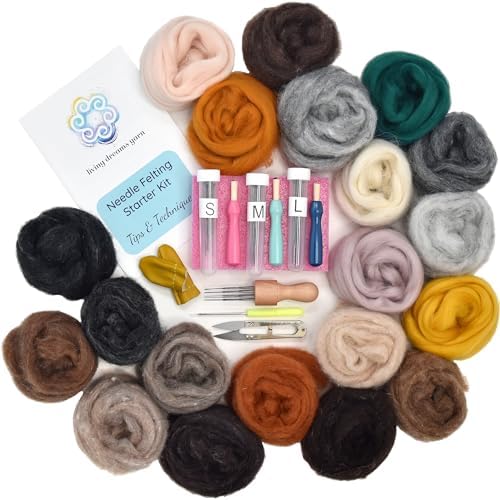 Living Dreams Yarn Needle Felting Premium Starter Kit, Animal Colors