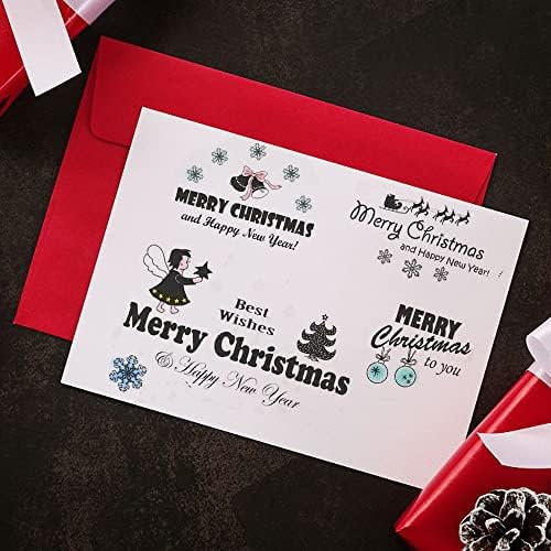 Merry Christmas Greeting Words Clear Stamps for Card Making and Photo Album Decorations, Christmas Elk Tree Silicone Stamps Winter Snowflake Transparent Rubber Stamps Seal for Xmas DIY Scrapbooking Supplies
