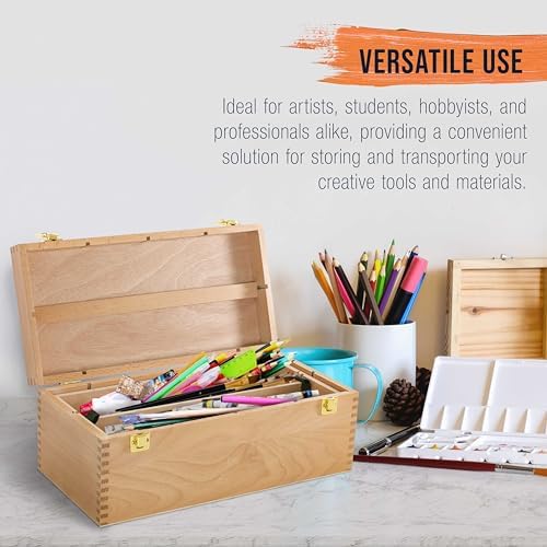 U.S. Art Supply Multi-Function Artist Supply Box with Locking Clasp