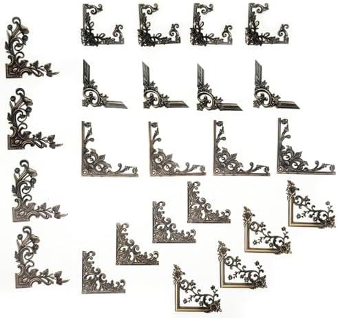 24pcs Vintage Frame Corner Stickers Scrapbook Decorative Paper Bronze