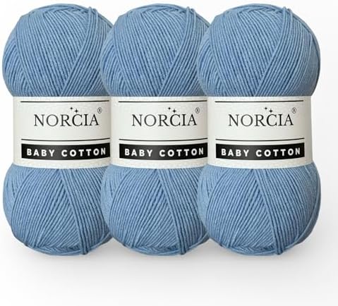 Baby Cotton, 55% Cotton 45% Acrylic Yarn, Fine/Sport (2) for Crochet and Knitting, Soft Amigurumi Yarn, 100 gr (361 yds)