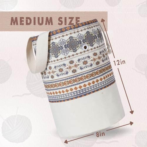 TOGETRUE Yarn Bag, Knitting Crochet Bag, Portable Yarn Storage Bags Organizer for Crocheting Project, Store Skein Ball, Short Knitting Needle (Medium, Brown Style)