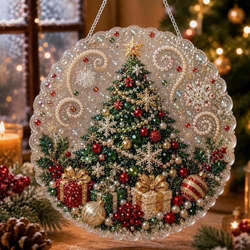 Christmas Pearl Diamond Painting Suncatcher Kit, DIY Bead Craft (#D)