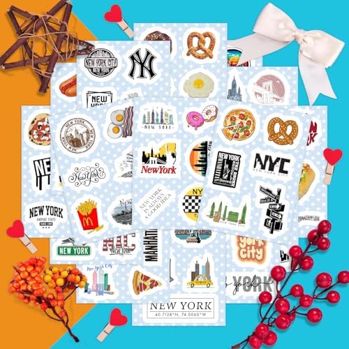 100Pcs New York Stickers for Water Bottle and Laptop - New York Party Supplies & Decorations, Waterproof Vinyl Decals, City and Landmark Stickers, Gifts for Women & Men