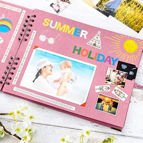 Bstorify Square Scrapbook Photo Albums 50 Pages (11 x 8.5 Inch) Pink | Hardcover with Thick 200 GSM Kraft Paper, Ideal for Your Scrapbooking Albums, Art & Craft Projects (Pink, 11 x 8.5 Inch)
