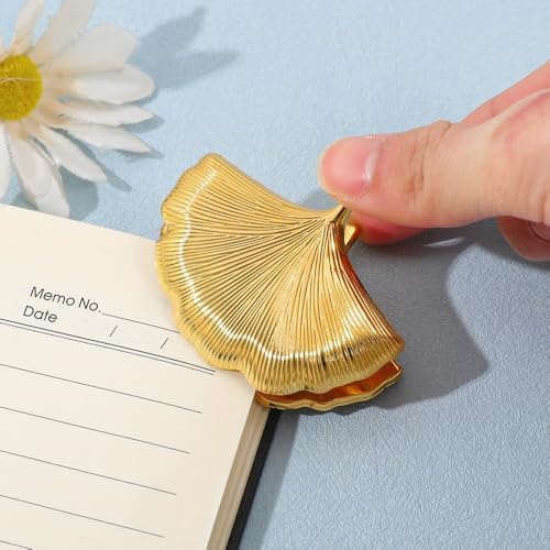 Vintage Plant Metal Bookmark Clips - Tree of Life/Tulip/Ginkgo Leaf Journal Clips, Traveler's Notebook Accessories, an Ideal Gift for Book Lovers and journaling Enthusiasts (Ginkgo Leaf Style A)