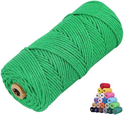 Natural Macrame Cord 3mm x 109yards Colored Macrame Cord 2mm/3mm/4mm/5mm/6mm Macrame Cotton Cord, Twisted Macrame Yarn, Soft Craft Cord Macrame Rope Macrame Supplies (Forest Green, 3mm*109Yards)
